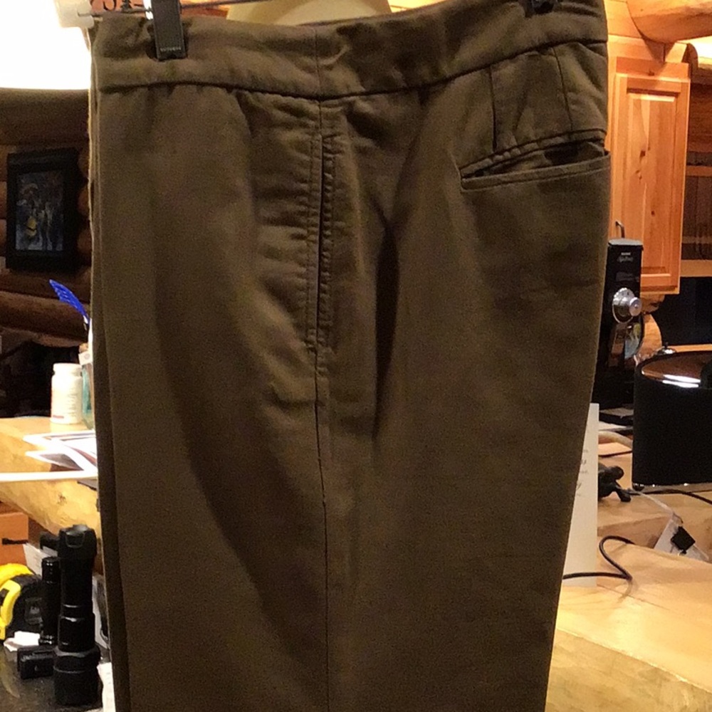 JCrew Army green front tie waist pant